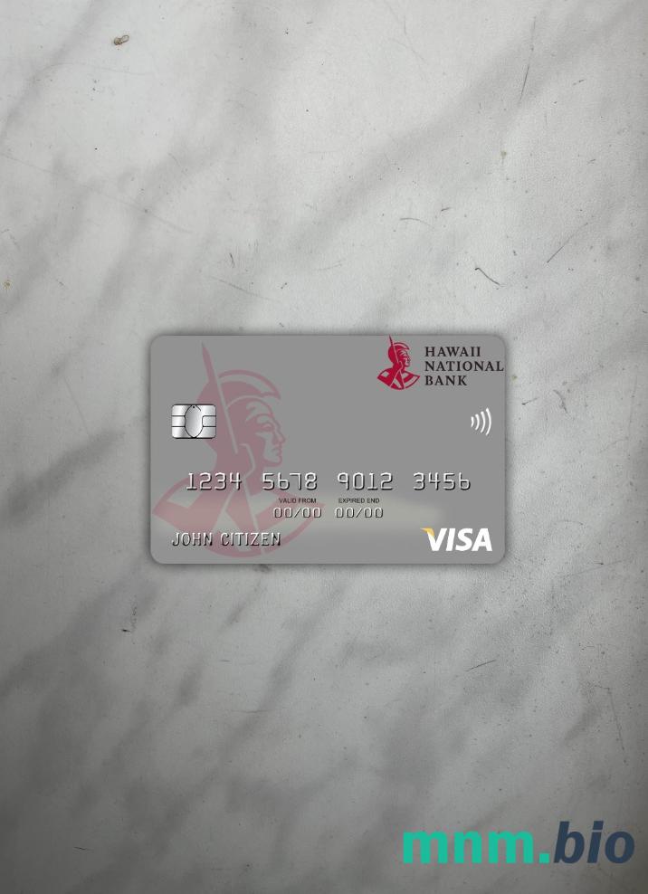 Hawaii, Hawaii Natioanal bank visa obciążyć card wygląd fotograficzny skan PSD + zdjęcie